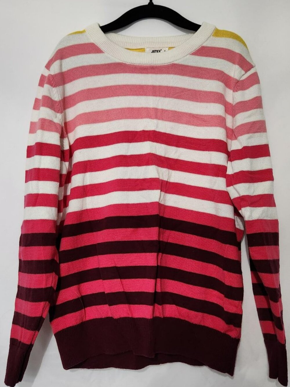 Girls Pink Stripe Sweater Size 8 100% Cotton Knit Long Sleeve Pullover